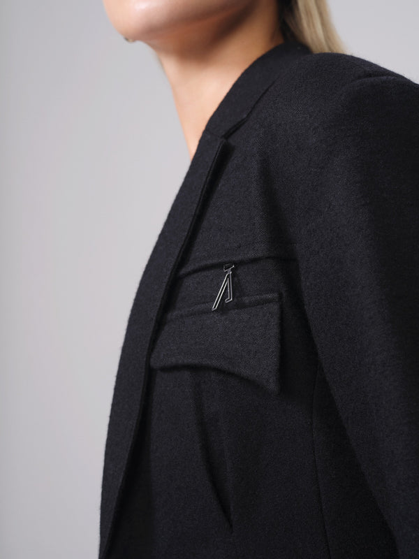 Extra Length Wool-Mixed Blazer Coat