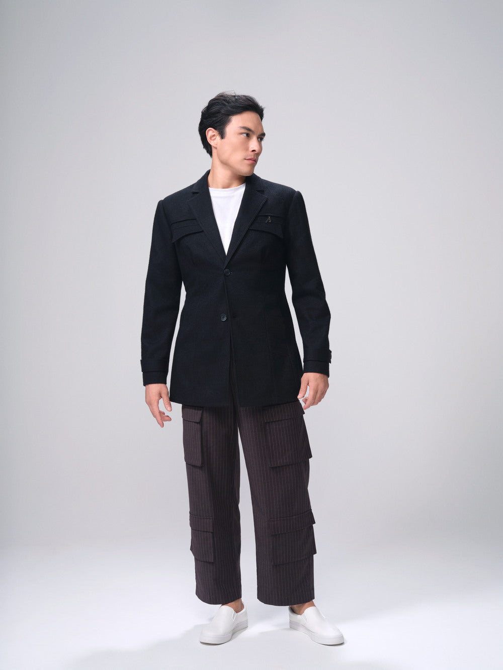 Extra Length Wool-Mixed Blazer Coat