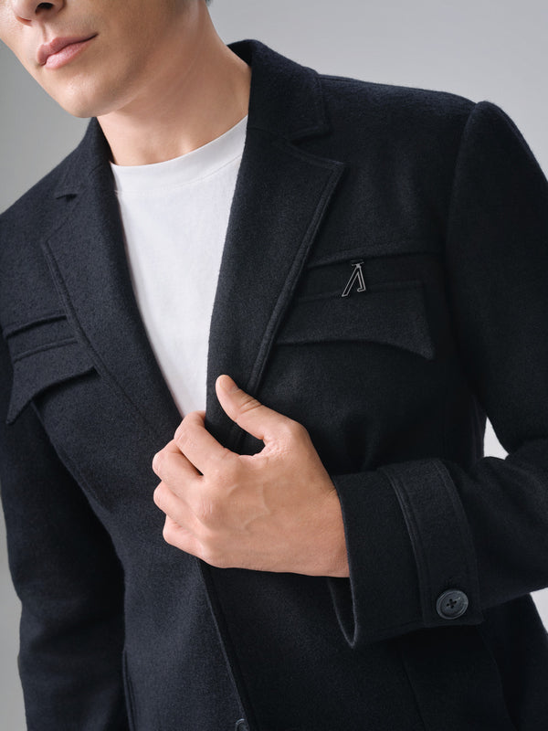 Extra Length Wool-Mixed Blazer Coat
