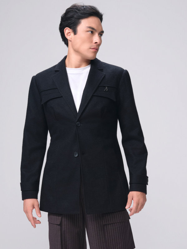 Extra Length Wool-Mixed Blazer Coat