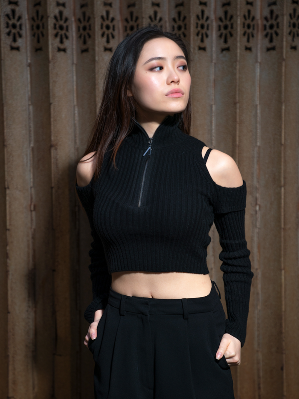 Knitted Zipped Top (10% Merino Wool)